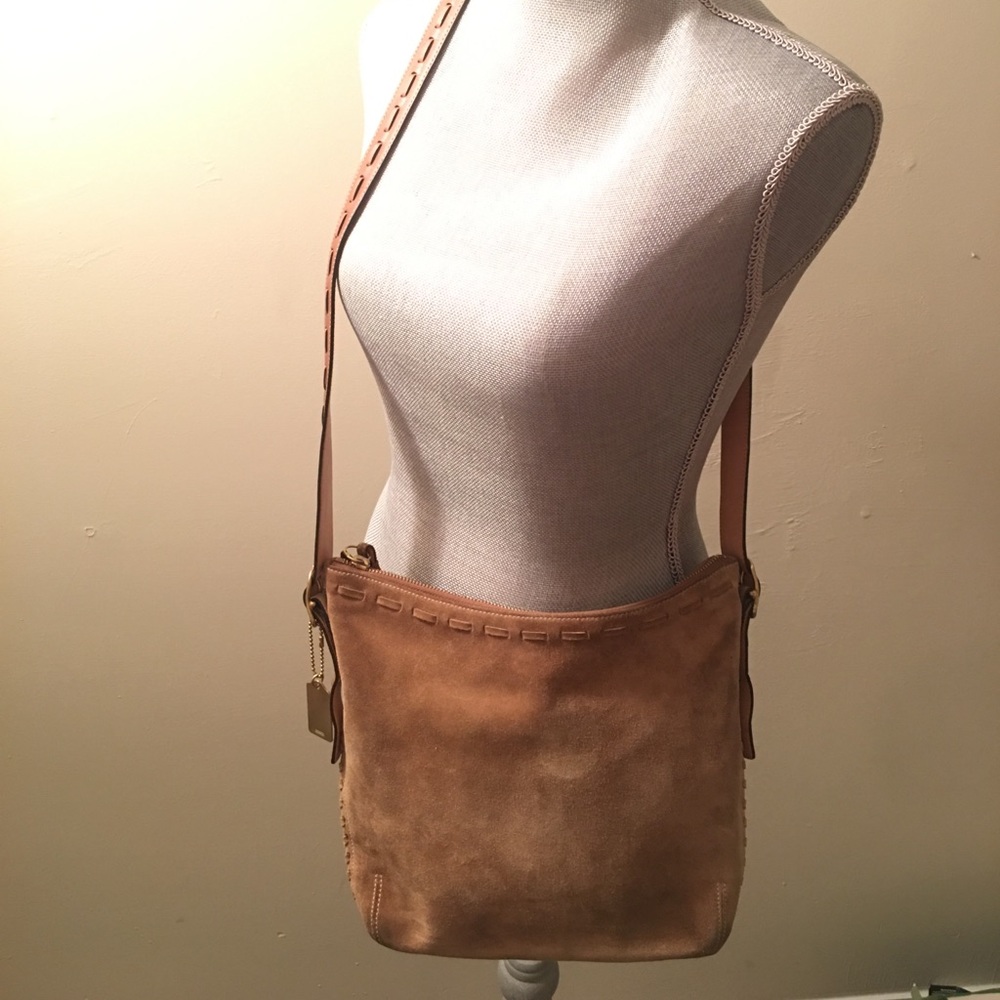 Camel sued coach cross body purse